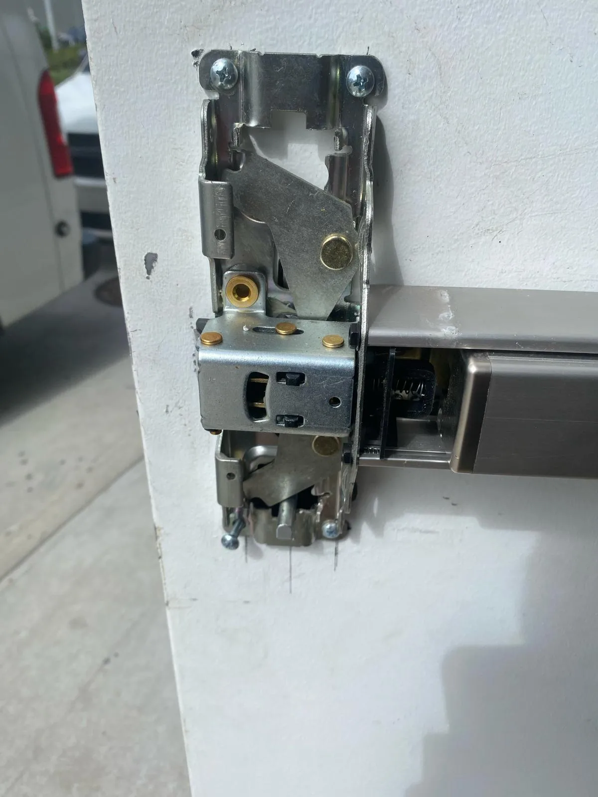 Detailed view of a door's internal lock mechanism during a professional Residential Lock Replacement by Local Locksmith Pros LLC.